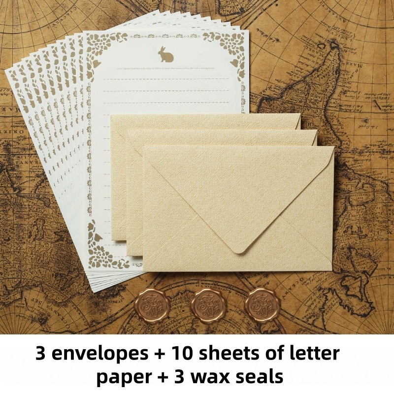 Wax Seal Stamp Kit - 16 個のヴィンテージリネン封筒高級結婚式招待状セットレトロレターペーパーワックスシールスタンプ付き誕生日グリーティングポーチ