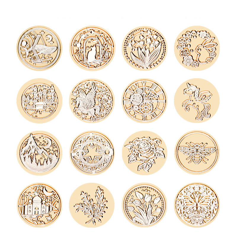 Wax Seal Stamp Kit - スタースカイロータスローズパターンワックスシールスタンプレトロシーリングワックススタンプ交換ヘッド花葉飾りギフト