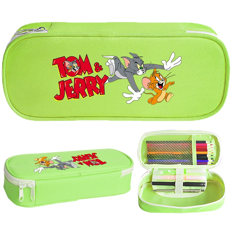 Pencil Case Large - トムとジェリーのかわいいペンケース学生新学期かわいい文具漫画アニメ柄プリント大容量ペンケース