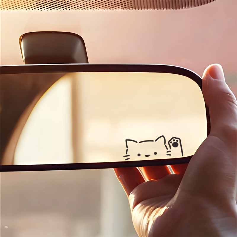 Memo Pad Sticky - 2枚セット 漫画風の覗き見猫 車のミラーステッカー スタイリングデカール 自動車のリアウィンドシールドやクォーターウィンドウにフィット、バイクやノートパソコンの装飾にも最適