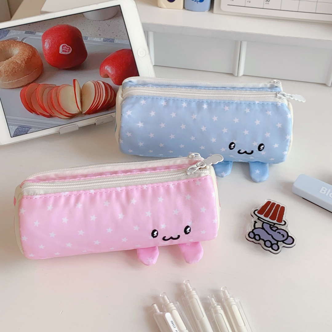 Pen Pouch Roll - 食好きの漫画風魚型ケーキロールペンケース 学生向け 大容量 かわいい文房具バッグ おしゃれな学校用ペンオーガナイザーポーチ