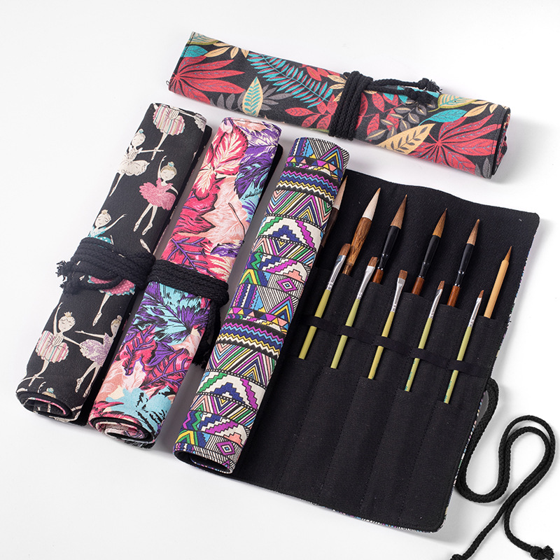 Pen Pouch Roll - 20穴ロールペンシルケース学校ライティングブラシペンシルケースビッグカートリッジ多機能コスメティックペンバッグ大収納ポーチキット