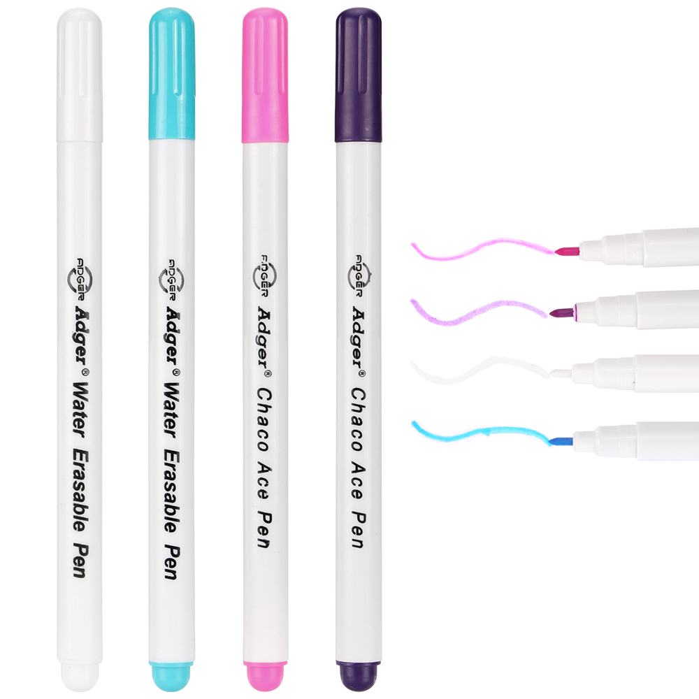 Whiteboard Marker Set - 4本セット 消える布用マーカー エア消去可能/水消去可能ペン キルティング、縫製、ドレスメイキング用、白、青、紫、赤