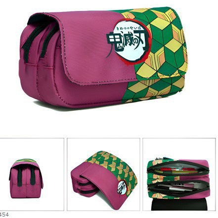 Pencil Case Large - 鬼滅の刃 大容量フリップトップペンシルケース ポータブルコスメティックバッグ＆収納ポーチ アウトドア用 コチョウ・シノブグッズ