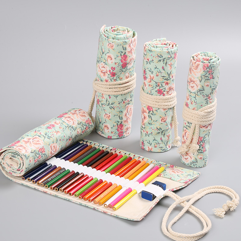 12/24/36/48/72 穴花柄キャンバスロールアップ鉛 - Pen Pouch Roll のレビューと価格