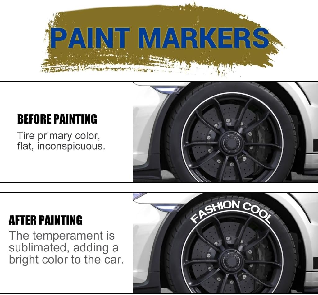 白い防水車のホイールタイヤ油汚れマーカーペン自動車ゴムタイヤ - Whiteboard Marker Set のレビューと価格