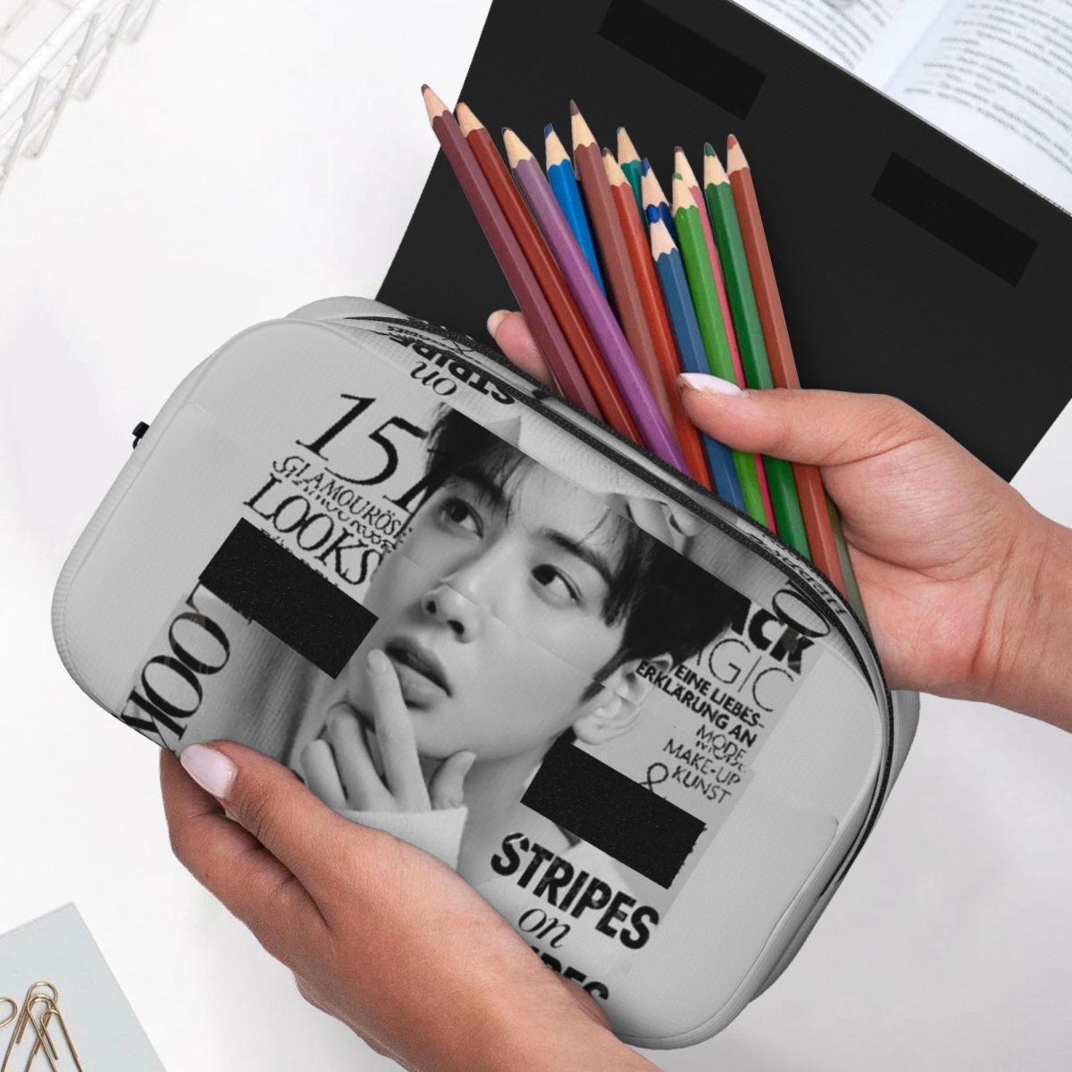 Cha EunWoo Kpop Astro ペンケース 子供 - Stationery And Office Supply Chain のレビューと価格
