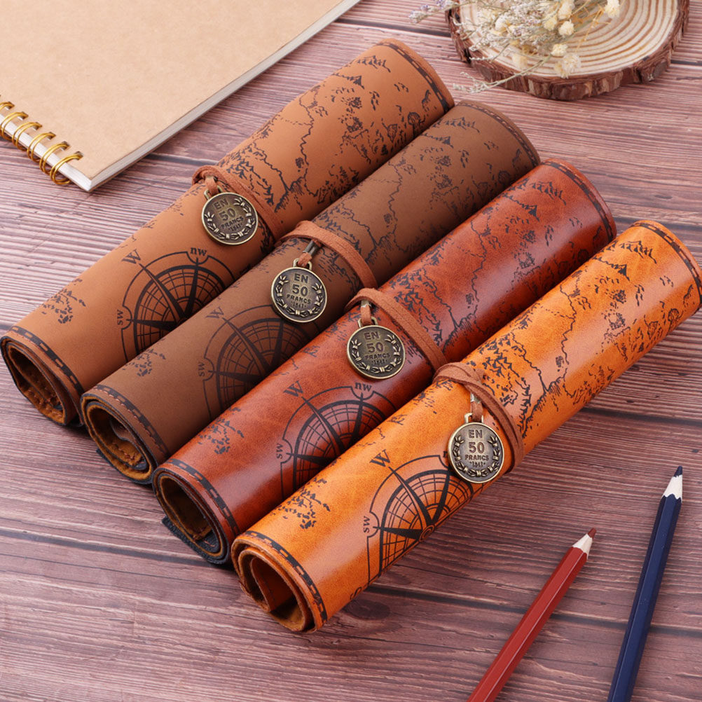 2個セット ヴィンテージペンシルケース PUロールアップペン - Pen Pouch Roll のレビューと価格