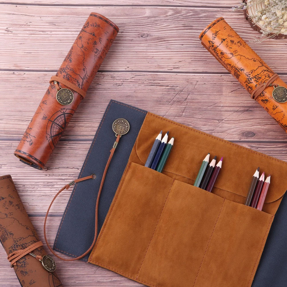 2個セット ヴィンテージペンシルケース PUロールアップペン - Pen Pouch Roll のレビューと価格