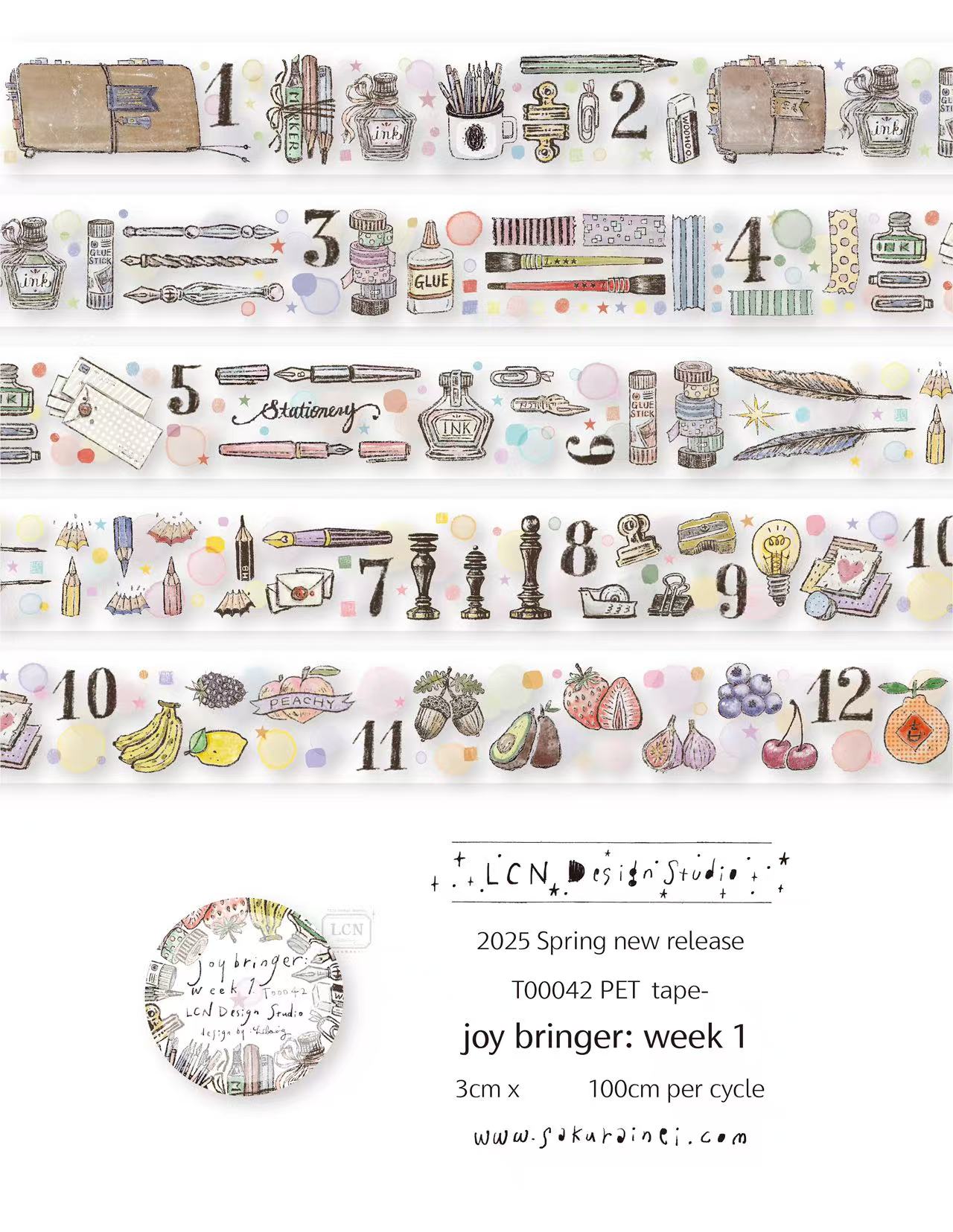 1 ループ LCN ヴィンテージステッカークラブジョイブリン - Washi Tape Set のレビューと価格